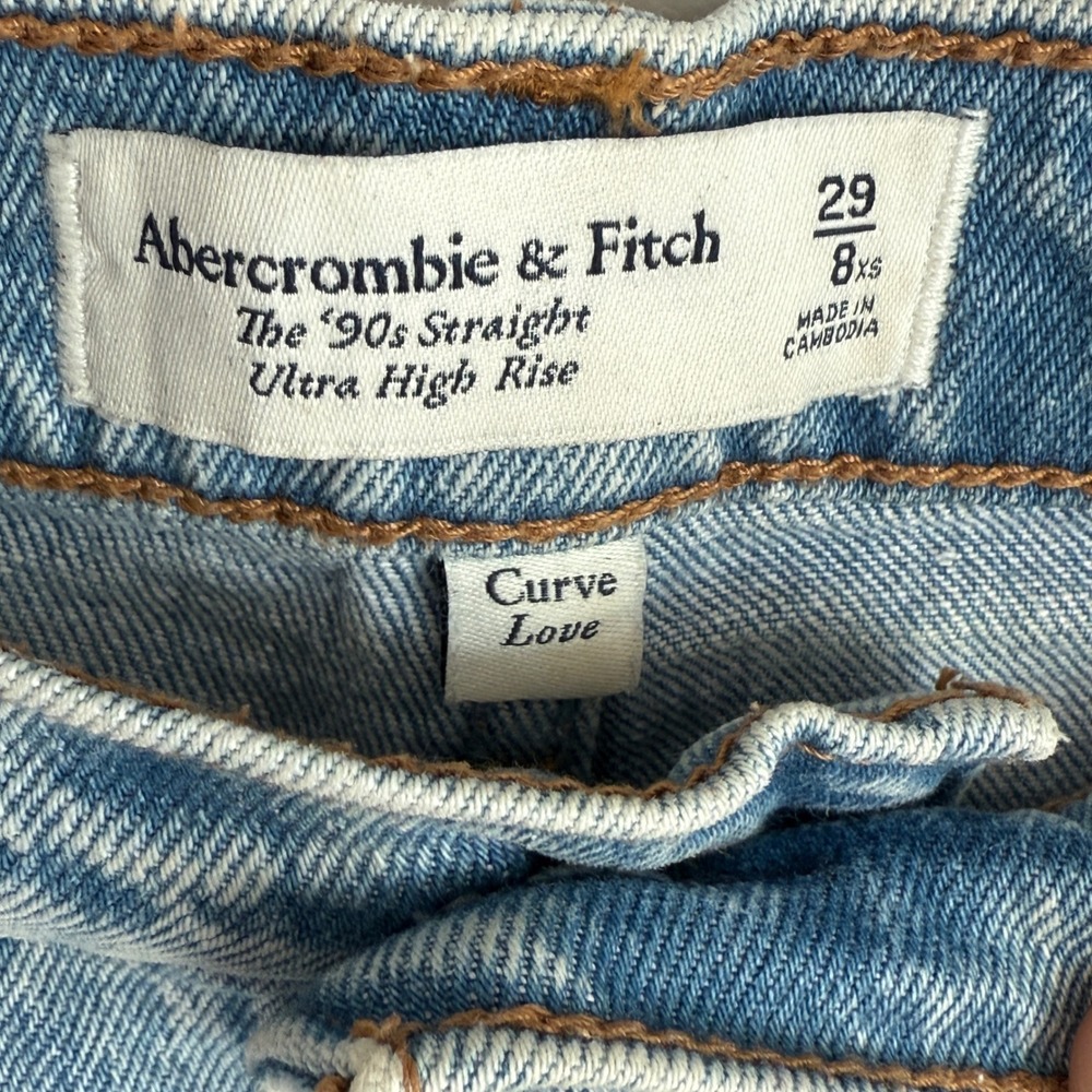 Abercrombie Fitch The 90s Straight Ultra High Rise Curve Love Light Size 29 8xs - Picture 3 of 7
